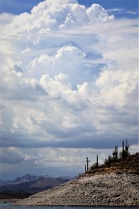 Scenic view of arid landscape against sky