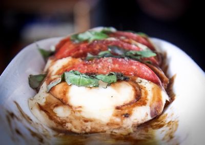 Close-up of sandwich served in plate