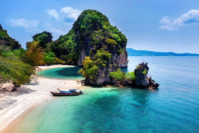 Scenic view of boats in sea