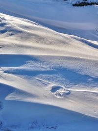 High angle view of snow covered land