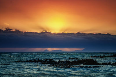 Scenic view of sea against sky during sunset