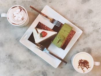 High angle view of coffee on table