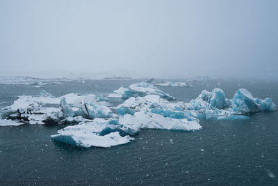 Scenic view of frozen sea against sky