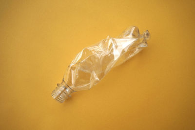 High angle view of decoration on glass table