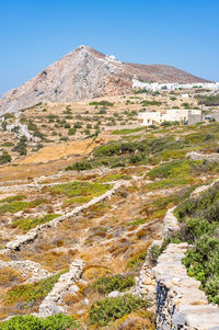 Scenic view of mountains against clear sky