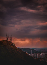 Panoramic view of buildings against sky during sunset