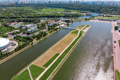 High angle view of city