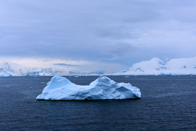 Scenic view of frozen sea against sky during winter