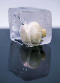 Close-up of ice on glass