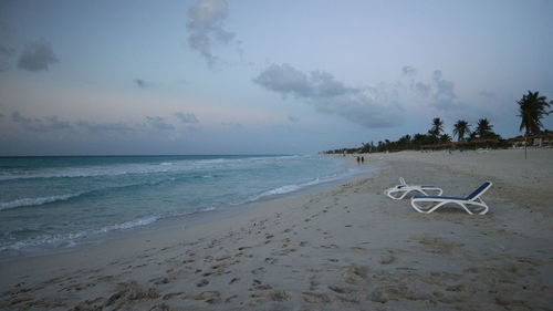 Scenic view of beach against sky