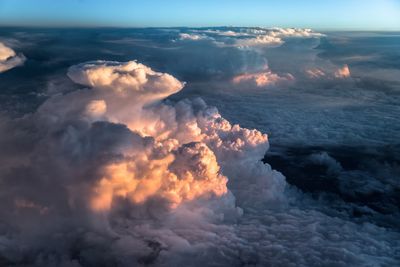 Aerial view of clouds over sea