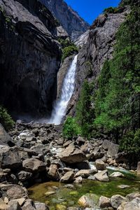 Scenic view of waterfall