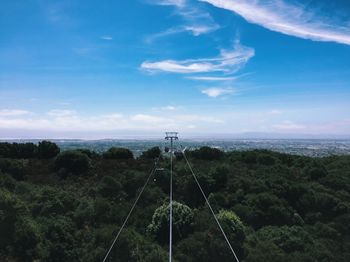 Scenic view of landscape against blue sky