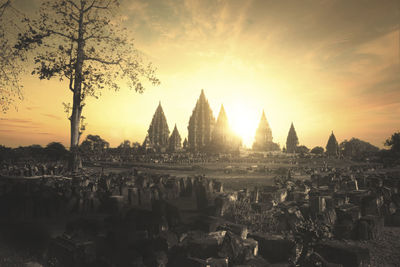 Panoramic view of temple during sunset