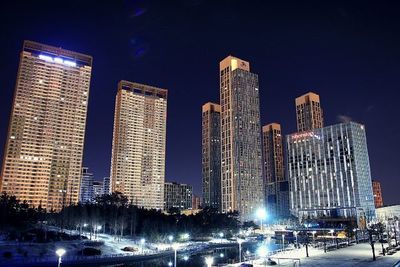 Illuminated city at night