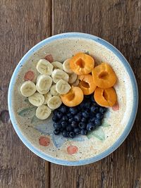 High angle view of breakfast in bowl on table