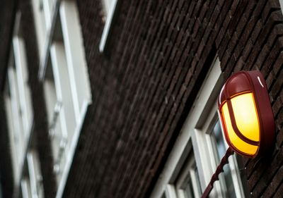 Close-up of illuminated street light