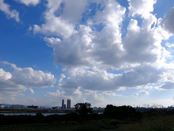 Scenic view of landscape against cloudy sky