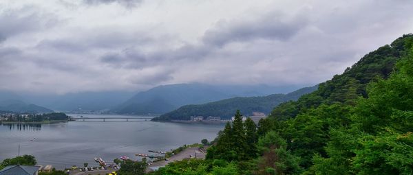 Views around mount fuji japan kawaguchiko tenjozan park lake kawaguchi from ferry boat asia