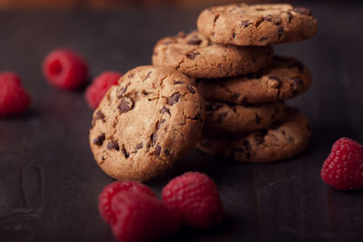 Close-up of cookies on table