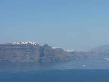 Scenic view of calm sea against clear sky