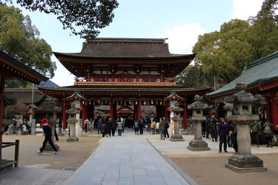 Group of people in front of building