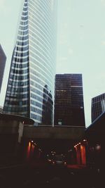 Low angle view of modern buildings against sky