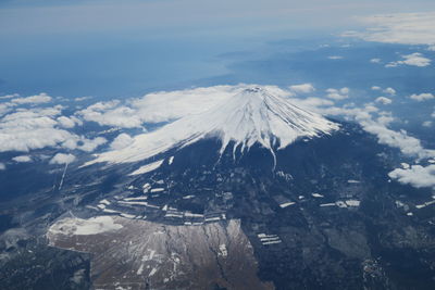 Aerial view of snowcapped mountain