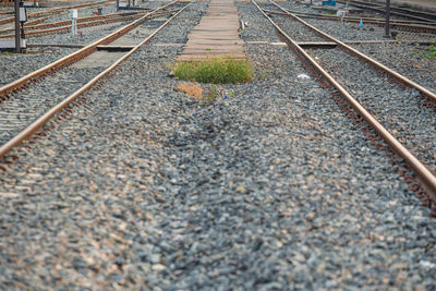 High angle view of railroad tracks