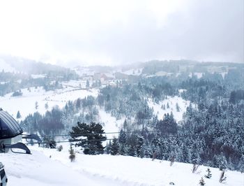 Snow covered landscape against sky