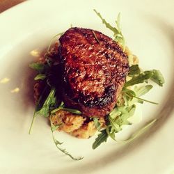 Close-up of food served in plate