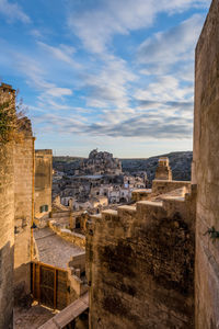 High angle view of buildings at sassi di matera