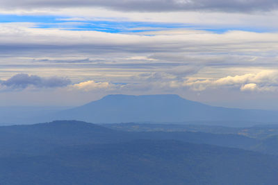 Aerial view of majestic mountains against sky