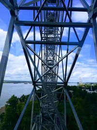 Low angle view of metallic structure against sky