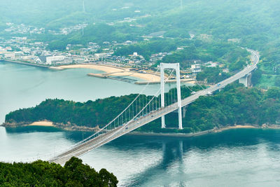 High angle view of bridge over sea