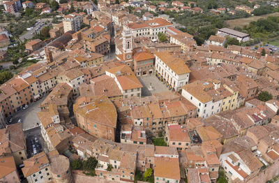 Aerial view of the historic center of foiano della chiana tuscany italy