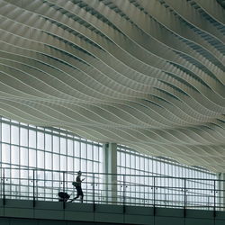 Man walking in modern office building