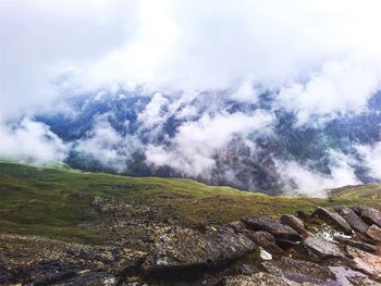 Scenic view of mountain against sky