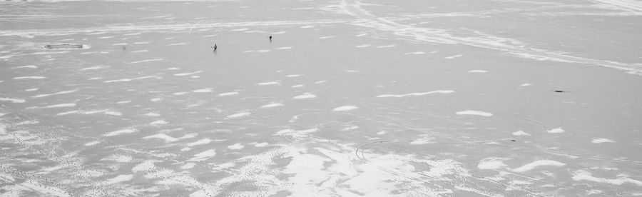High angle view of frozen lake