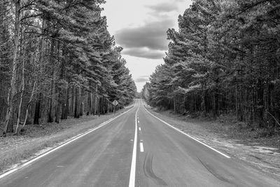 Road amidst trees against sky