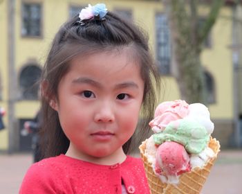 Portrait of cute girl with ice cream