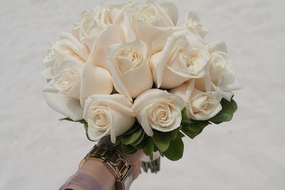 Close-up of white rose bouquet