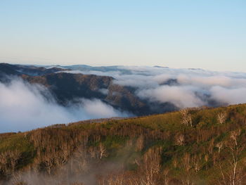 Scenic view of volcanic landscape against clear sky