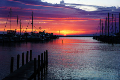 Scenic view of sunset over sea