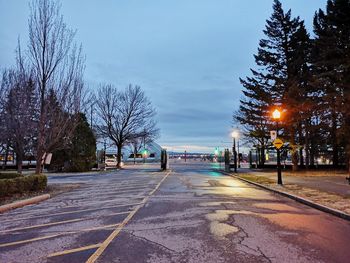 View of street at dusk