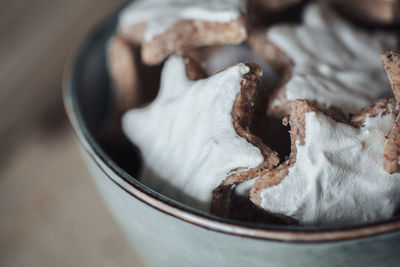 Close-up of bowl full of cookies