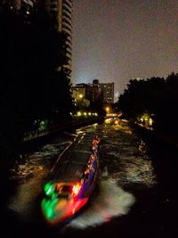 Light trails on road at night