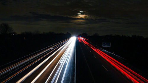 Light trails on highway at night