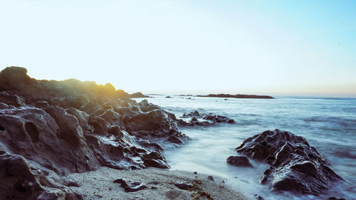 Scenic view of sea against clear sky