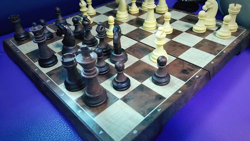 High angle view of chess board
